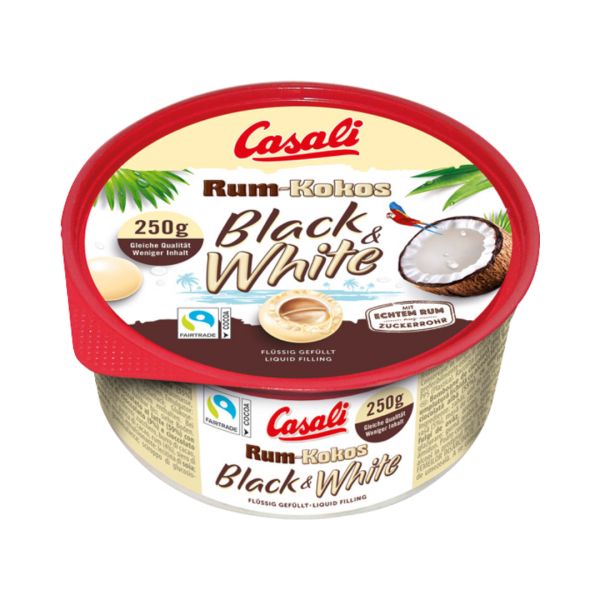 733064 Casali Rum­ Kokos Dragees Black und White, 250g
